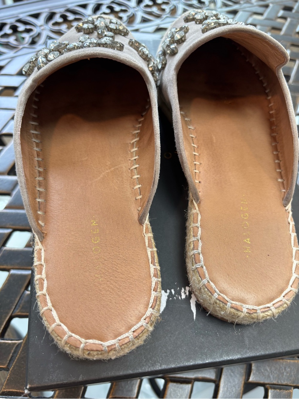 Embellished Taupe Slip-On Mules - Picture 5 of 6